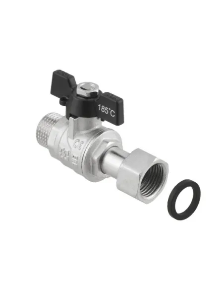 Кран кульовий прямий Raftec PRBM2 3/4 дюйма, з накидною гайкою, метелик, латунний