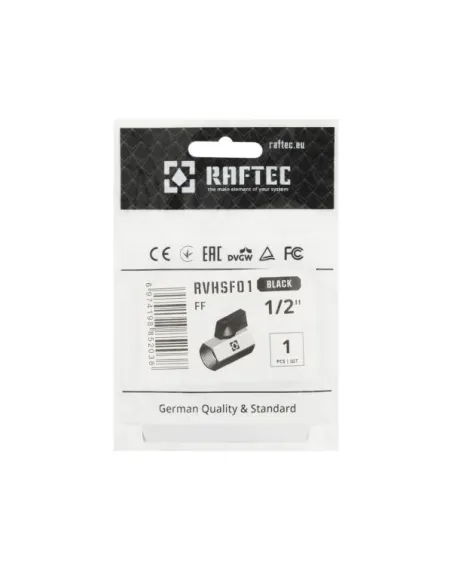 Кран шаровой прямой Raftec RVHSF01 1/2 дюйма ВВ, мини, полубабочка, латунный