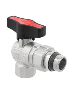 Кран шаровой угловой Raftec GRDA01 1/2 дюйма, с американкой, наружная резьба, бабочка, латунный