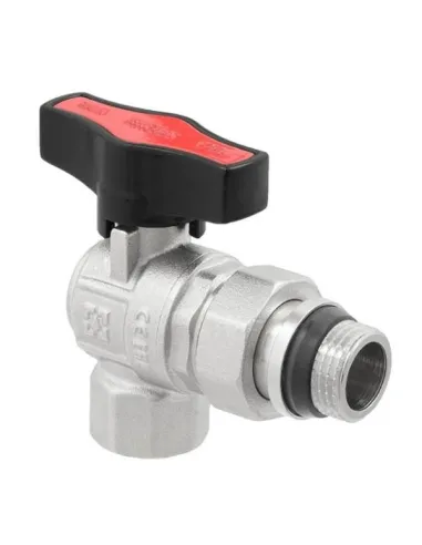 Кран шаровой угловой Raftec GRDA01 1/2 дюйма, с американкой, наружная резьба, бабочка, латунный