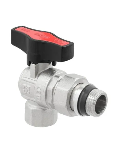 Кран шаровой угловой Raftec GRDA02 3/4 дюйма, с американкой, наружная резьба, бабочка, латунный