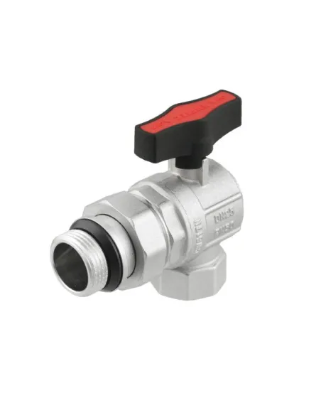 Кран шаровой угловой Raftec GRDA03 1 дюйм, с американкой, наружная резьба, бабочка, латунный