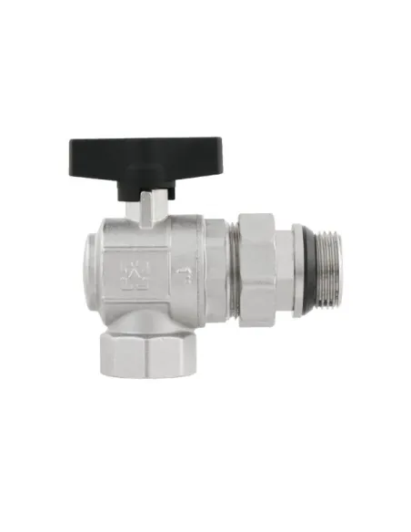 Кран шаровой угловой Raftec GRDA03 1 дюйм, с американкой, наружная резьба, бабочка, латунный