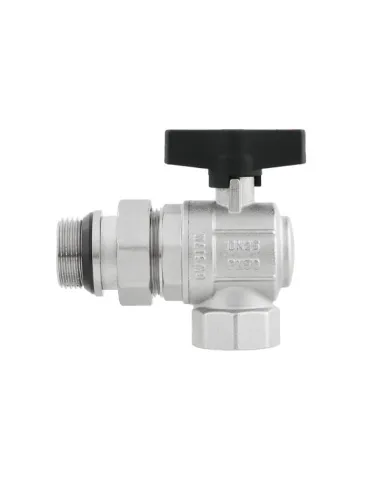 Кран шаровой угловой Raftec GRDA03 1 дюйм, с американкой, наружная резьба, бабочка, латунный