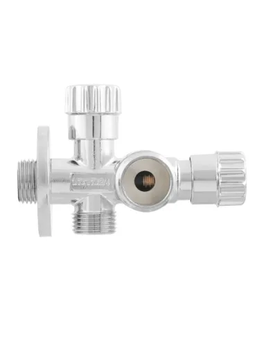 Приладовий кран кутовий Raftec VBE010101 1/2х1/2х1/2 дюйми, вентильний