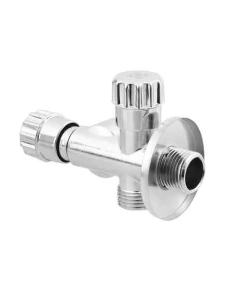 Приладовий кран кутовий Raftec VBE010101 1/2х1/2х1/2 дюйми, вентильний