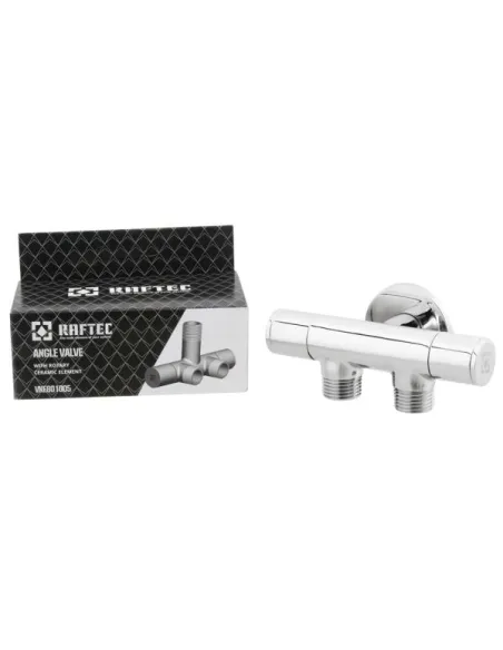 Приладовий кран кутовий Raftec VKE801005 1/2х1/2х1/2 дюйми, з керамічним запірним елементом