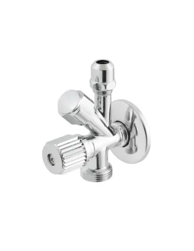 Приладовий кран кутовий Raftec VYU0100502 1/2х3/8х3/4 дюйми, з вентильним запірним елементом