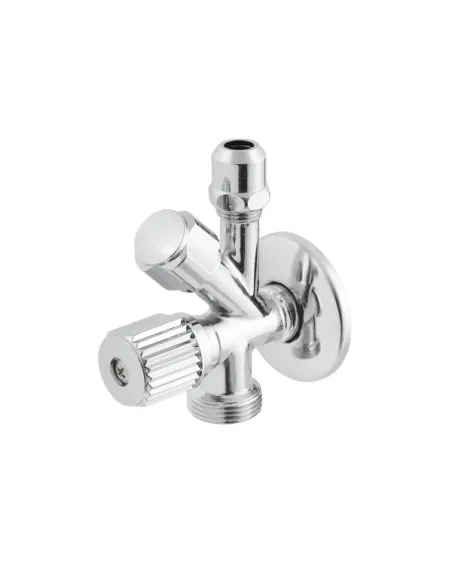 Приладовий кран кутовий Raftec VYU0100502 1/2х3/8х3/4 дюйми, з вентильним запірним елементом