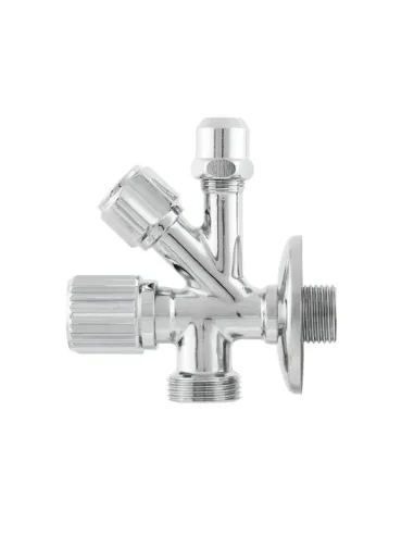 Приладовий кран кутовий Raftec VYU0100502 1/2х3/8х3/4 дюйми, з вентильним запірним елементом