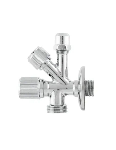 Приладовий кран кутовий Raftec VYU0100502 1/2х3/8х3/4 дюйми, з вентильним запірним елементом