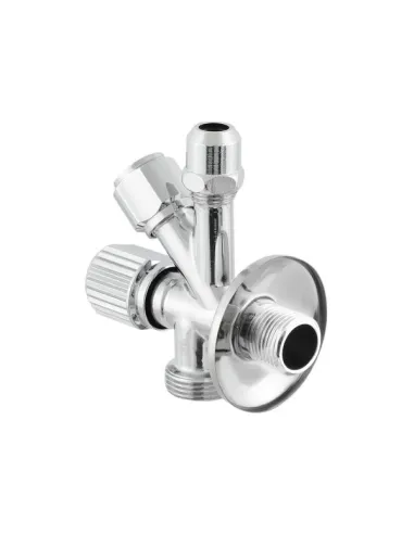 Приладовий кран кутовий Raftec VYU0100502 1/2х3/8х3/4 дюйми, з вентильним запірним елементом