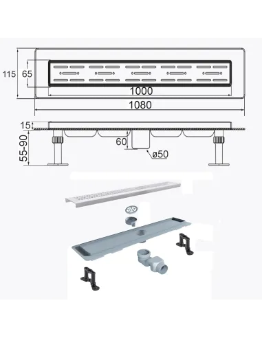 Душевой трап Tillo TM009-100C, линейный, сухой затвор