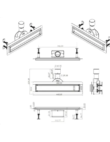 Душевой трап Tillo TM256-40, линейный, сухой затвор