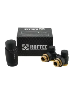 Комплект термостатический для радиатора Raftec BLACK 1/2 дюйма, угловой