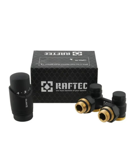 Комплект термостатичний для радіатора Raftec BLACK 1/2 дюйма, кутовий