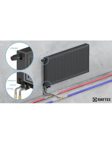 Комплект термостатический для радиатора Raftec BLACK 1/2 дюйма, угловой