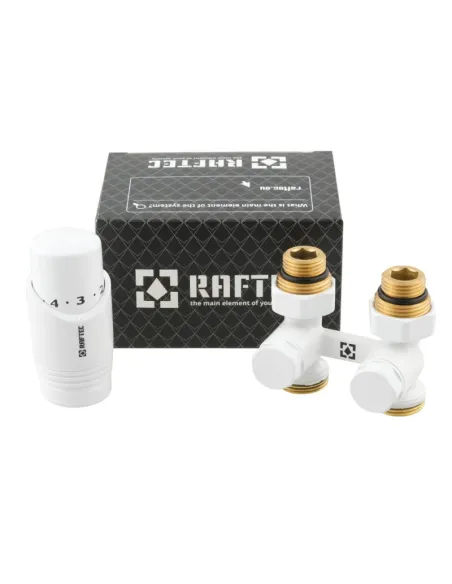 Комплект термостатический для радиатора Raftec WHITE 1/2 дюйма, прямой