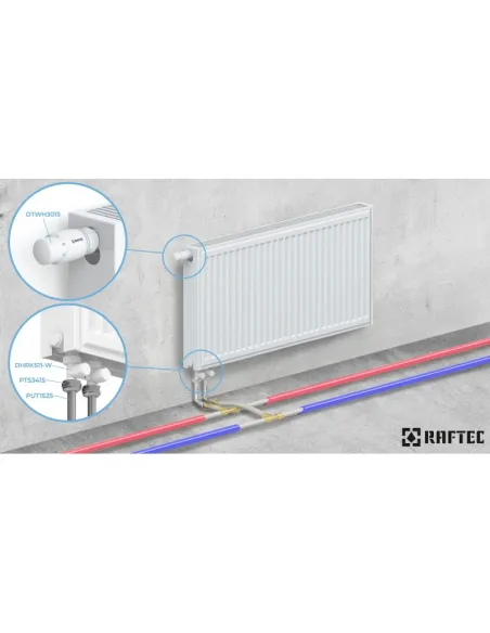 Комплект термостатический для радиатора Raftec WHITE 1/2 дюйма, прямой