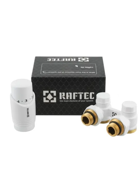 Комплект термостатичний для радіатора Raftec WHITE 1/2 дюйма, кутовий
