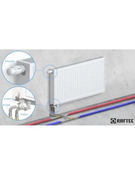 Комплект термостатический для радиатора Raftec WHITE 1/2 дюйма, угловой