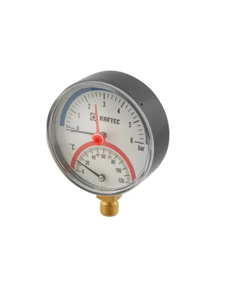 Термоманометр Raftec 80 мм, 1/2 дюйма, нижнее подключение