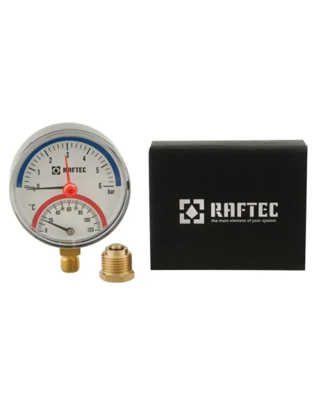 Термоманометр Raftec 80 мм, 1/2 дюйма, нижнее подключение