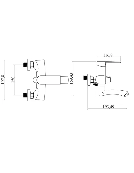 Змішувач для ванни Domino Malta DMS-102NE із душовим набором
