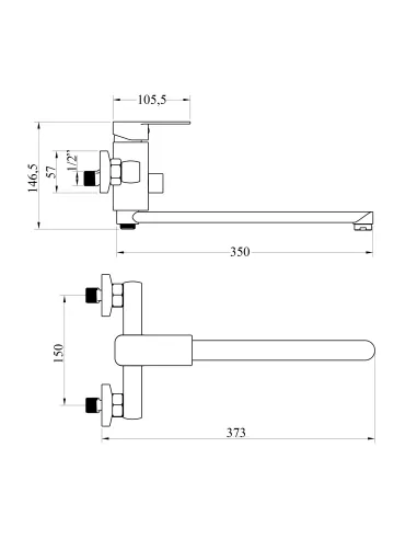 Смеситель для ванны Domino Malta DMS-208 с душевым набором, хром