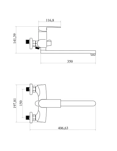Змішувач для ванни Domino Rondo DND-208 з душовим набором, хром.