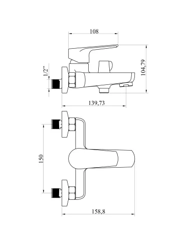 Змішувач для ванни Domino Vito DVO-102N із душовим набором