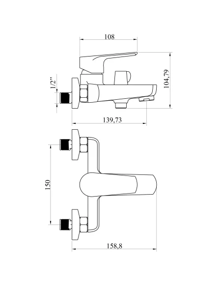 Смеситель для ванны Domino Vito DVO-102N с душевым набором