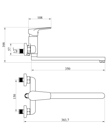 Змішувач для ванни Domino Vito DVO-208 з душовим набором, хром.