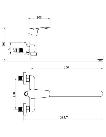 Змішувач для ванни Domino Vito DVO-208 з душовим набором, хром.