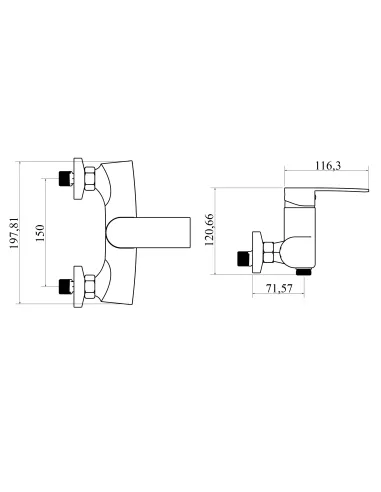 Змішувач для душу Domino Rondo DND-105, без виливу