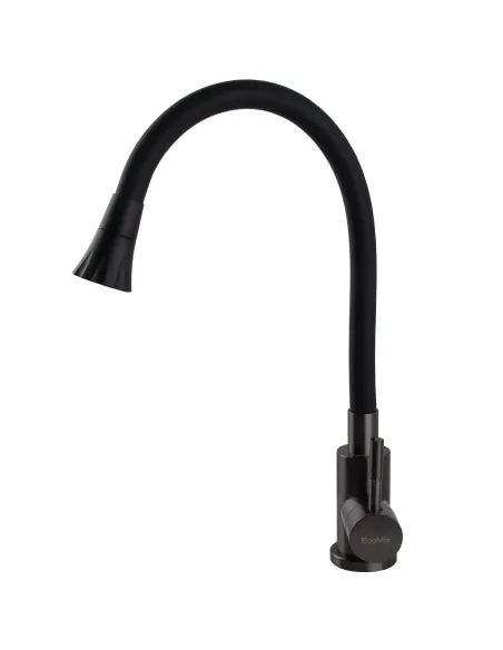 Змішувач для кухні з гнучким виливом Ecomix Stella STE-203SA-GP-B01 нержавіюча сталь, з душовою насадкою