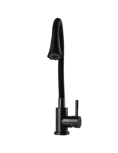 Смеситель для кухни с гибким изливом Ecomix Stella STE-203SA-GP-B01 нержавеющая сталь, с душевой насадкой