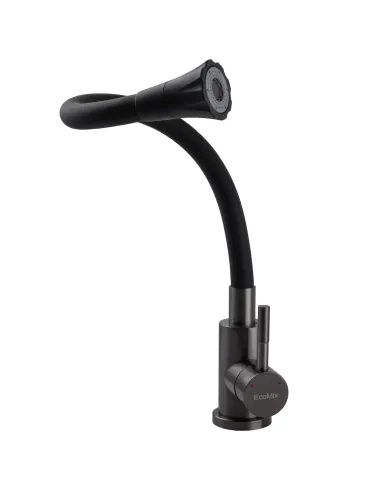 Смеситель для кухни с гибким изливом Ecomix Stella STE-203SA-GP-B01 нержавеющая сталь, с душевой насадкой