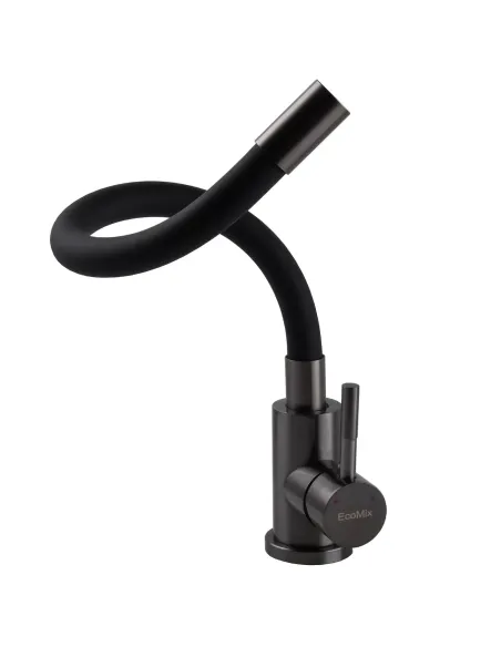 Смеситель для кухни с гибким изливом Ecomix Stella STE-203SB-GP нержавеющая сталь