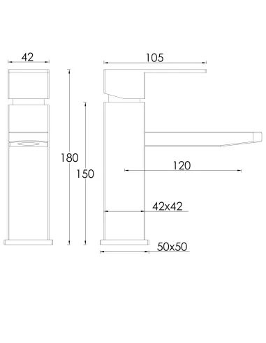 Змішувач для умивальника Globus Lux Kubus SKU-101 нержавіюча сталь