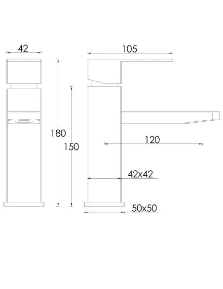 Змішувач для умивальника Globus Lux Kubus SKU-101 нержавіюча сталь