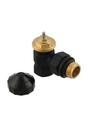 Клапан запірний для радіатора Raftec BLACK DKPT11-B кутовий, 1/2х1/2 дюйми