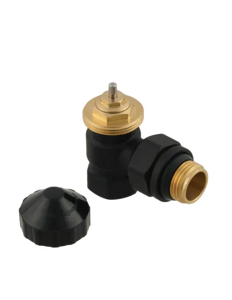 Клапан запірний для радіатора Raftec BLACK DKPT11-B кутовий, 1/2х1/2 дюйми