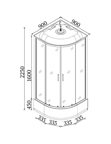 Гідробокс масажний Bravo Mamry H90MMS, напівкруглий