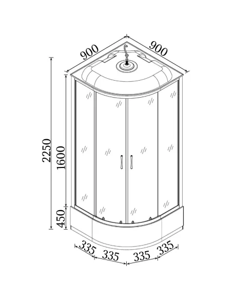 Гидробокс массажный Bravo Mamry H90MMS, полукруглый