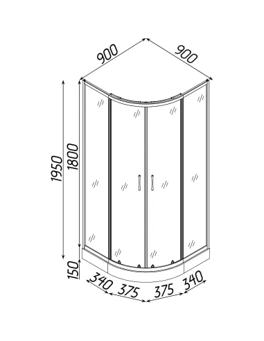 Душова кабіна з низьким піддоном Bravo Gardno L90MS, напівкругла