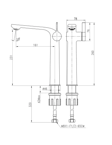 Смеситель для умывальника Topaz Moderno TMD-33203-H78, однорычажный