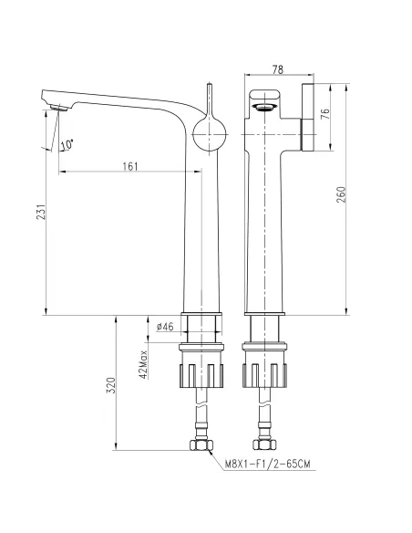 Смеситель для умывальника Topaz Moderno TMD-33203-H78, однорычажный