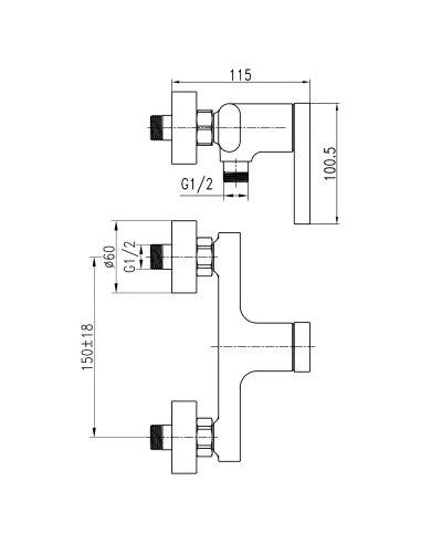 Смеситель для душа Topaz Moderno TMD-33701-H78A, без излива