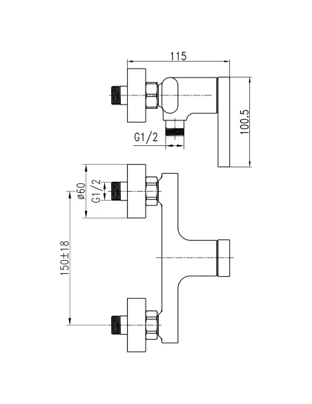 Смеситель для душа Topaz Moderno TMD-33701-H78A, без излива
